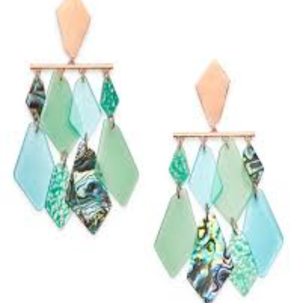 Kendra Scott hanna rose gold abalone mix earrings